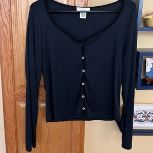 Long Sleeve Blue Crop Top